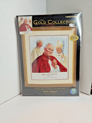 Dimensions The Gold Collection Papal Tribute Pope John Paul II Cross Stitch Kit - Picture 3 of 4