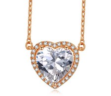Image of (JW019) Gold-Plated Necklace with AAA-Grade Heart-Shaped Cubic Zirconia Pendant