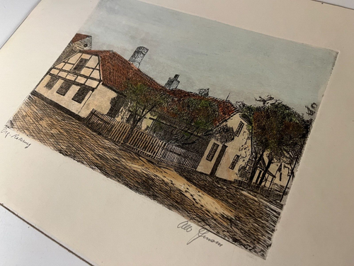 Albert Jensen (Elmstedt) Original Kunst Frederikshavn Haus Dänemark signiert 37x28cm - Bild 11 von 13