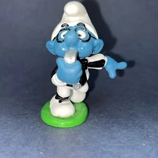 Smurfs Referee Brainy Smurf Sports Football Ref Whistle 20191 Vintage Figurine