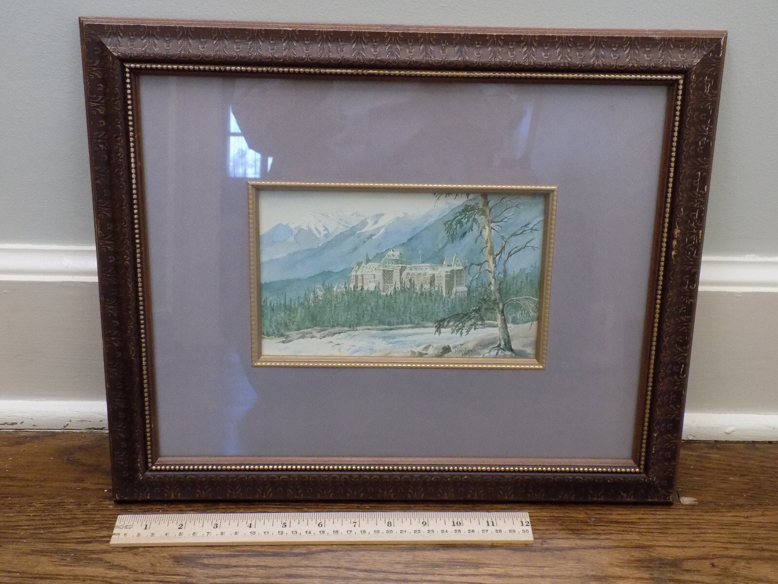 Vtg Banff Springs Hotel Bow Falls Marilyn Kinsella Deep set Matted
