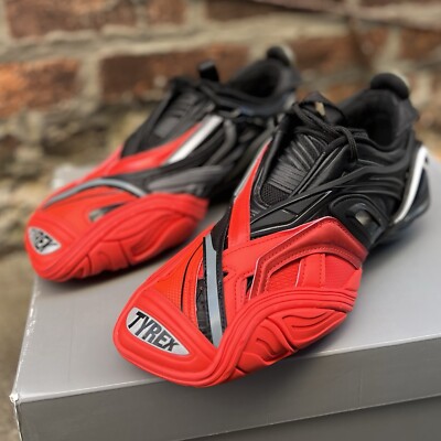 NEW Size 38 Balenciaga Unisex Black Red Low Top Leather