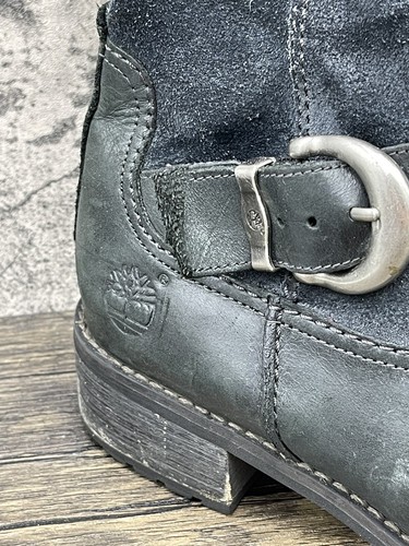 Timberland Womens Tall Boots Sz 9 Bethel Black Leather Buckle Knee High Riding - 第 4/7 張圖片