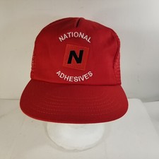 Vintage National Adhesives Snapback Trucker Hat Cap Made In USA Mesh Back