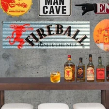 New Fireball Whisky Corrugated Aluminium Metal Sign - Ignite The Nite - Whiskey.