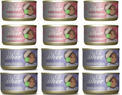 Tiki Cat Silver Cat Food for Seniors in 2 Flavors (12 Cans Total, 2.4 Oz Each)