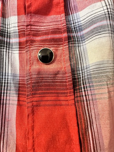 🤠 Montage Western Shirt Mens 2XL Red Plaid Black Snap Concert Work Evening - Picture 3 of 5