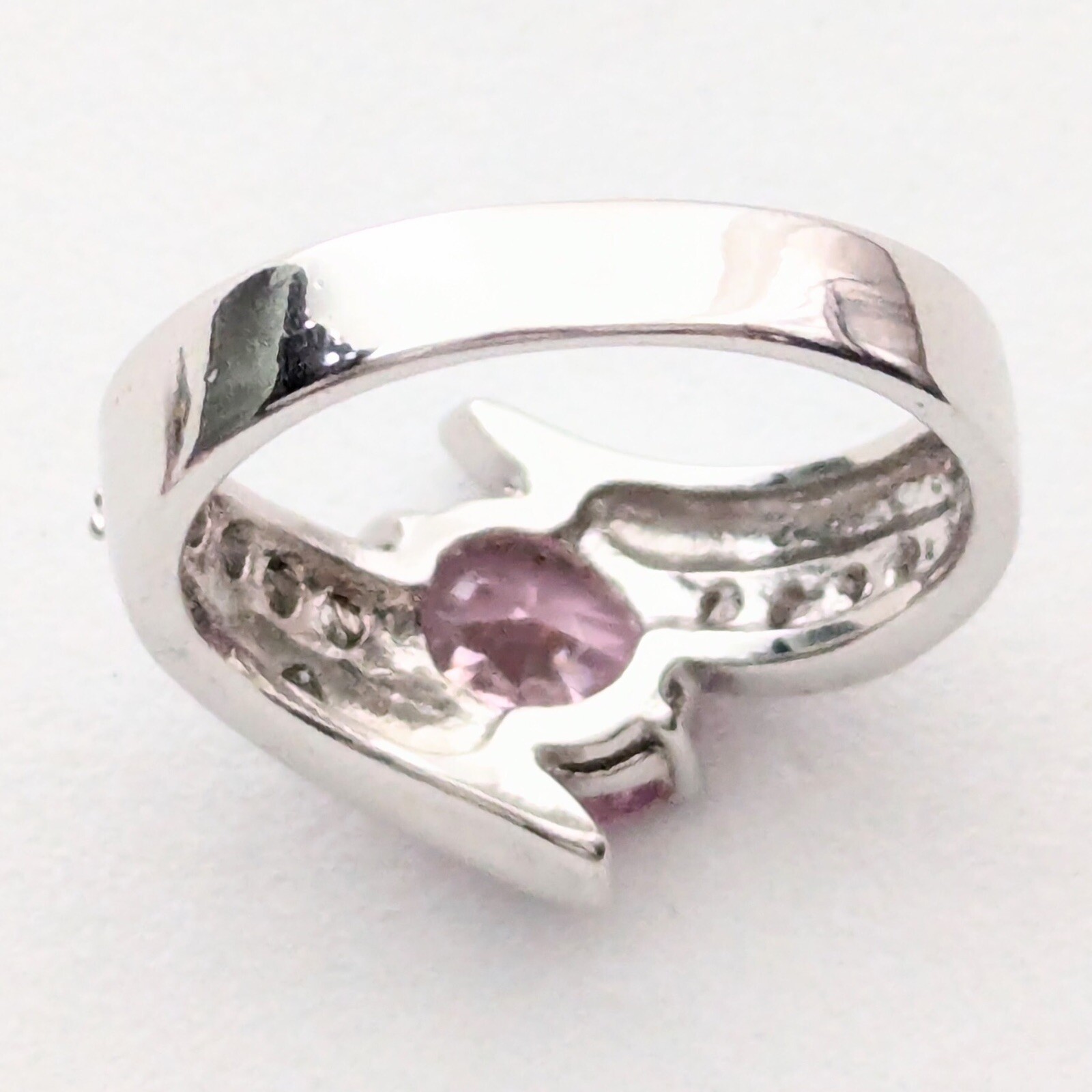 Pink Stone Ring Split Shank Eternity Princess Jew… - image 4
