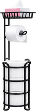 Toilet Paper Holder Stand w/ Shelf,Free Standing Toilet Tissue Roll Storage Rack