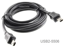 6ft CablesOnline USB 2.0 Mini-B 5-Pin to Mini-B 5-Pin Male/Male Cable, USB2-5506