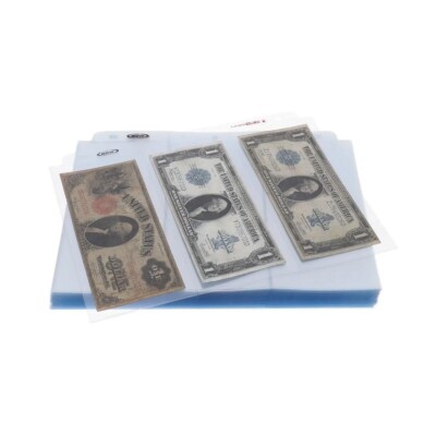 10 BCW 3 Pocket Pages Hold Large US Currency Bills PVC Free For 3 Ring Album New