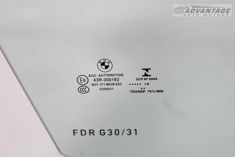 2017-2020 BMW 530I G30 FRONT RIGHT PASSENGER SIDE DOOR WINDOW GLASS OEM - Image 3 of 4