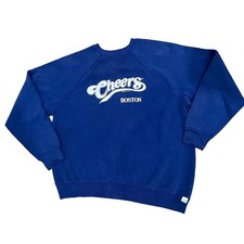 Cheers Boston Bar TV Show Sweatshirt 80s Vintage Crewneck L Blue USA Made