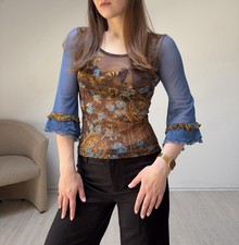 Vintage Save the Queen Mesh Top Early 00s Phoebe Buffay Friends Screen Worn Y2K