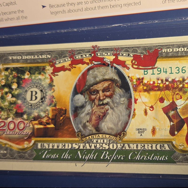 $2 Novelty Santa Claus Banknote "Twas the Night Before Christmas" Unc