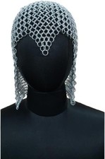 Medieval Lightweight Chainmail Hood Coif   10mm Aluminum Butted Rings