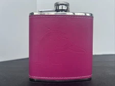 Stainless Steel Ducks Unlimited Leather Wrapped Flask Pink 6oz