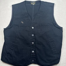 Wyoming Traders Canvas Vest Men XL Black Cowboy Western Button Cotton Rodeo