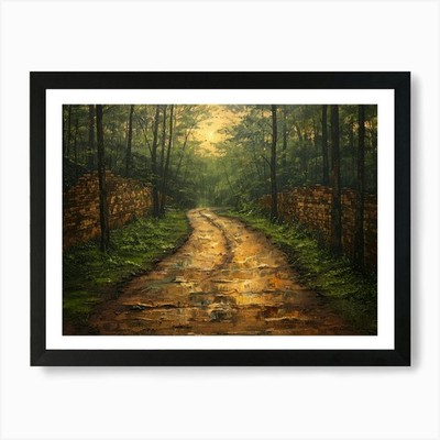 Dirt Road In The Forest Kunstdruck Gerahmt Wandbild Poster Leinwanddruck Bild