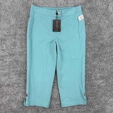 St John Sport Pants Women  s 10 Sea Mist NWT Cropped Cotton Stretch MSRP: 335