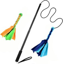 Dog Extendable Teaser Wand Pet Teasing Flirt Pole Interactive Toy with 2...