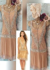 Frock and frill zelda lace beaded  gold gatsby flapper dress evening party 16