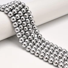 Silver Hematite Smooth Round Beads 2mm 3mm 4mm 6mm 8mm 10mm 12mm 15.5" Strand