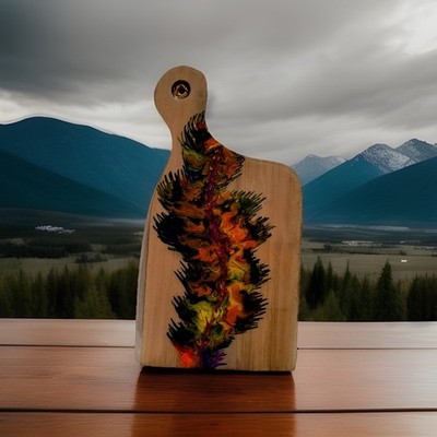 Handmade Oak Charcuterie Board w/Vibrant Epoxy Resin Art Food Safe Artisan Piece