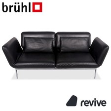 Brühl Roro Medium Leder Sofa Schwarz Zweisitzer Couch manuelle Funktion