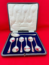 6 EPNS Silver Plate Dessert Spoons and 1 Serving Spoon in Original Box Vintage