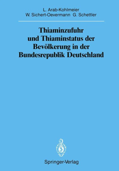 Lenore Arab-Kohlmeier (U. A.) | Thiaminzufuhr Und Thiaminstatus Der...-image