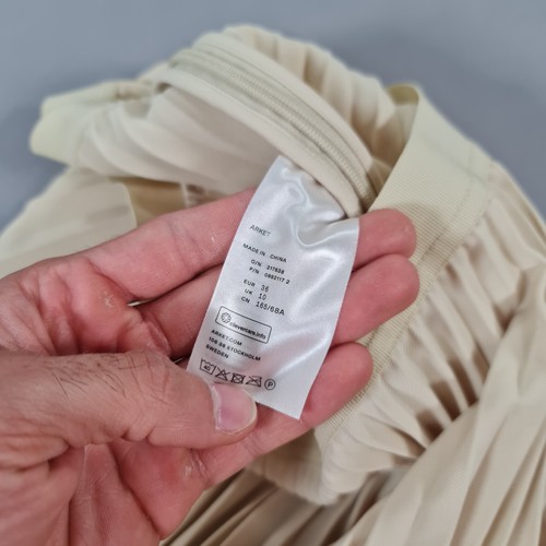 ARKET Midi Skirt Yellow 10 UK Pleated Elastic Waist - Picture 4 of 6