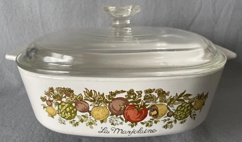 Vintage Corning Ware Spice of Life La Marjolaine A-2-B 2qt Pyrex w/Lid A-9-C