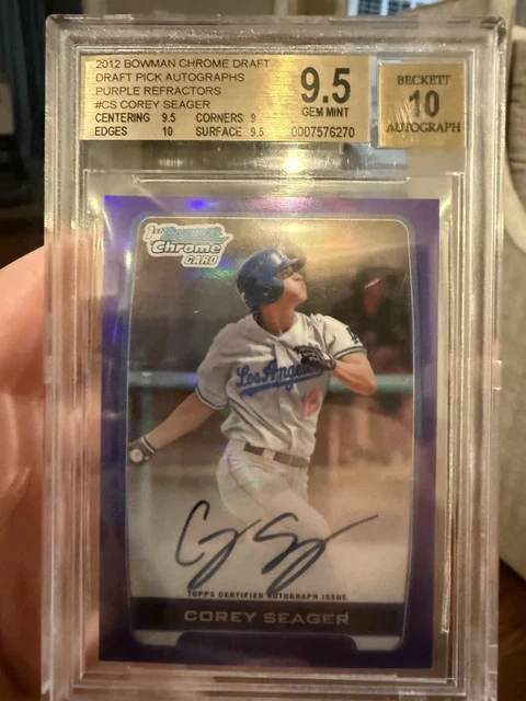 2012 Bowman Chrome Corey Seager Purple Refractor Auto BGS 9,5/10 Rookie gem mint
