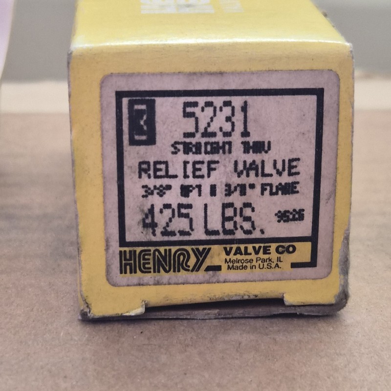 Henry Valve Co 5231 Manual Relief Valve Brass 425 lbs 3/8" FPT x 3/8" Flare
