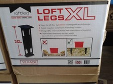 LOFTLEG box of 12 black plastic loft legs XL warm loft floor raisers 300mm tall