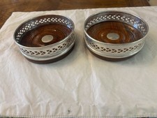 Posavasos para botellas de vino chapados en plata - Juego de dos