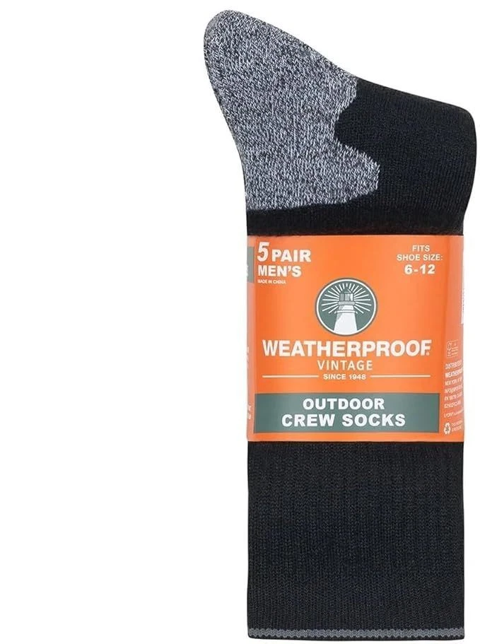 Calcetines cortos impermeables vintage para hombre al aire libre talla 6-12 negros 5 pares Foto 2 de 4