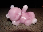 Vintage Fenton Art Glass Pink Rosaline Laying Bear Beautiful Color