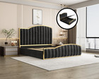 Elegant Bedding Charcoal Color King Size Luxury Bedframe with Gas Lift Storage V