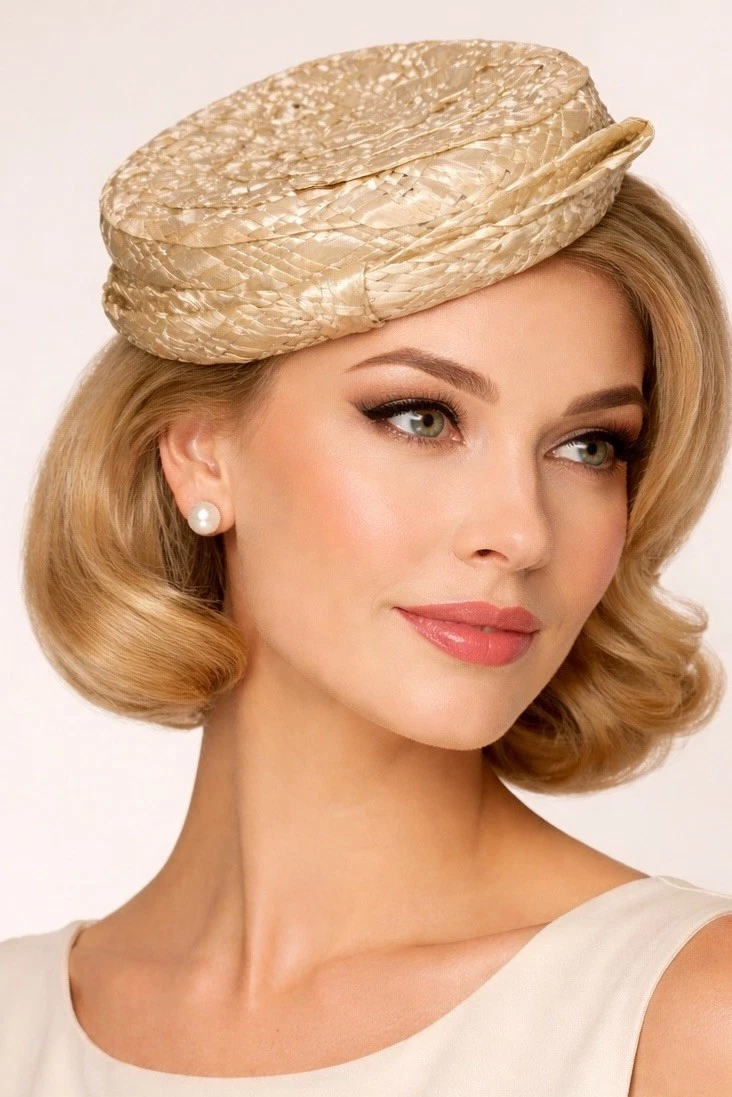 Beige Vintage Hats Pillbox Straw for Women for sale | eBay display picture 1