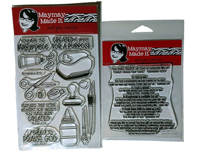 Created in Christ & The Gift of God- Clear Stamp Sets- Maymay Made It- Brand New