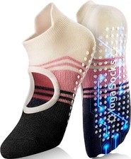 WARMVIN Non Slip Pilates Grip Socks for Women Yoga Barre Knitted 5-9, Pink