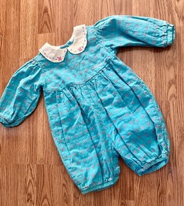 Osh Kosh Baby B'Gosh Vintage Aqua  Floral Bubble Romper One Piece Size 18 Months
