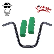 Original Lowrider 9" 25.4 D Handlebar Black 0214 120mm Grips Solid/Green