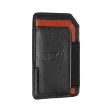 Adhesive Phone Wallet PU Stick on Card Holder Elastic Cards Storage Black