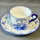 Delft Blue Hand Painted Teacup Saucer RARE 3 Feet Windmill OTS Holland Porcelain — photo 4