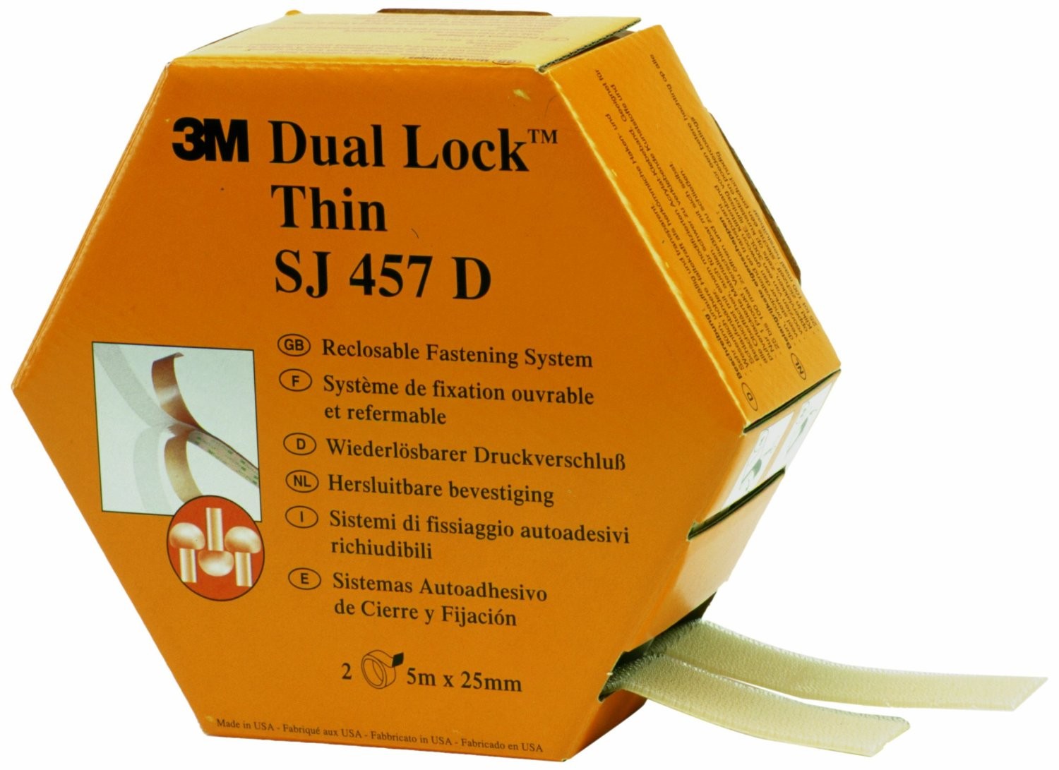 Fixation invisible 3M SJ 457 D Dual Lock : Ruban pression transparent flexible
