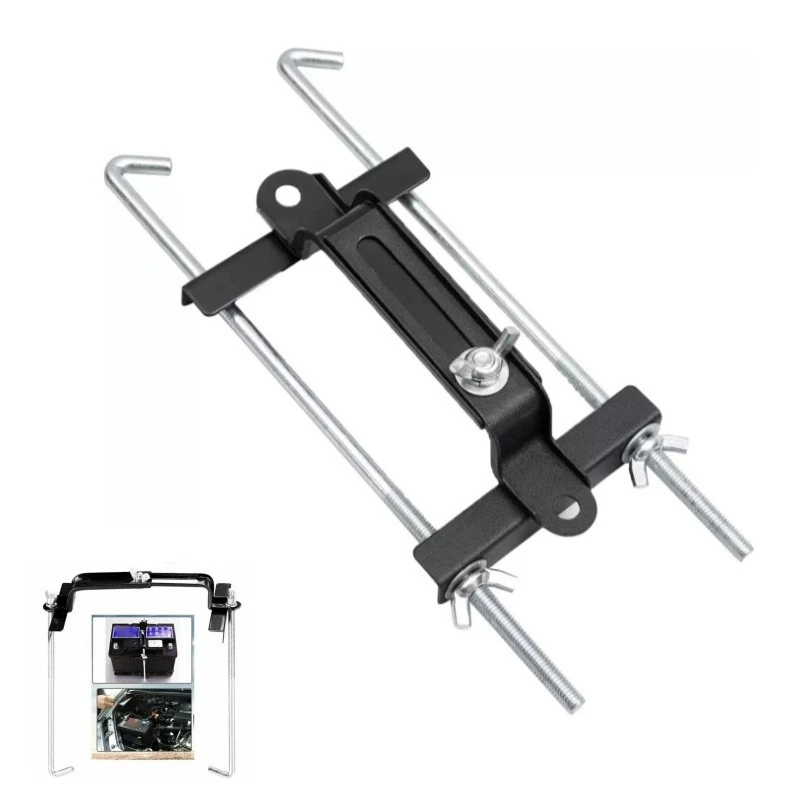 Car Battery Holder Bracket Adjustable Car Battery Hold Down Rack Metal Stand Kit - Image 4 of 4