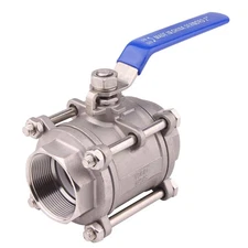DERNORD Ball Valve 2 Inch NPT Threaded - Stainless Steel 304 Female 3 Piece F...